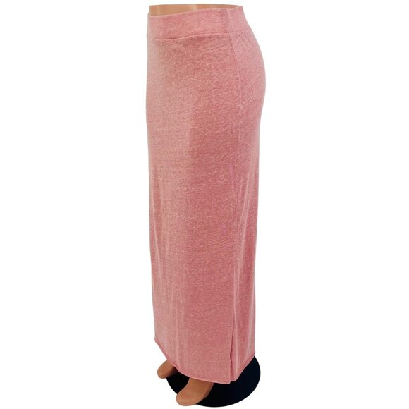 Free People Beach Pink Side Ruched & Slit Maxi Skirt | Coastal Boho Clean Girl M - Picture 12 of 16